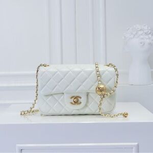 Chanel Cream Quilted Crossbody Bag with Gold Chain